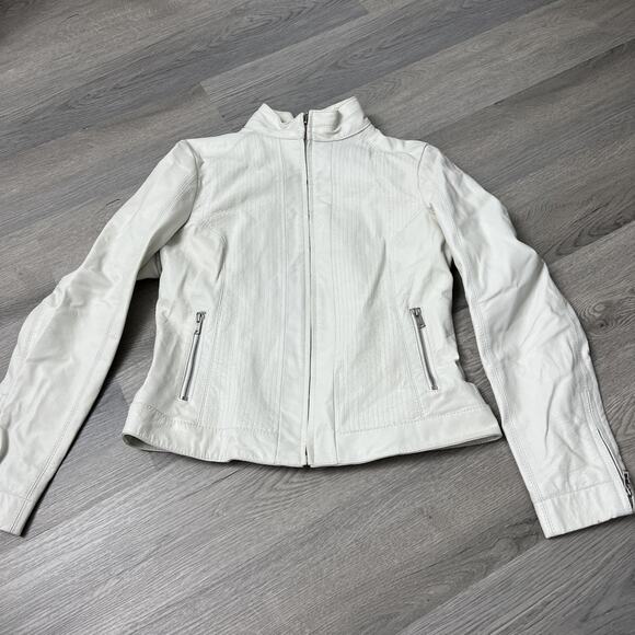 Wilsons Maxima Leather Moto Jacket Size M White - Picture 1 of 8